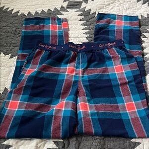 Cat & Jack Navy Plaid Lounge Pants with Teal and Coral Stripes